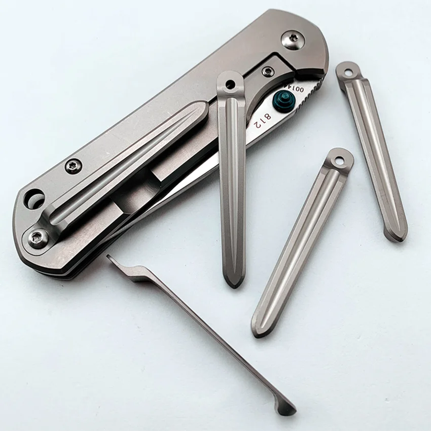 1 pc CNC Titanium Alloy TC4 SANRENMU 812 912 901 902 9103 9104 Folding Knife Back Clip One-piece Clamp Making DIY Pocket Parts