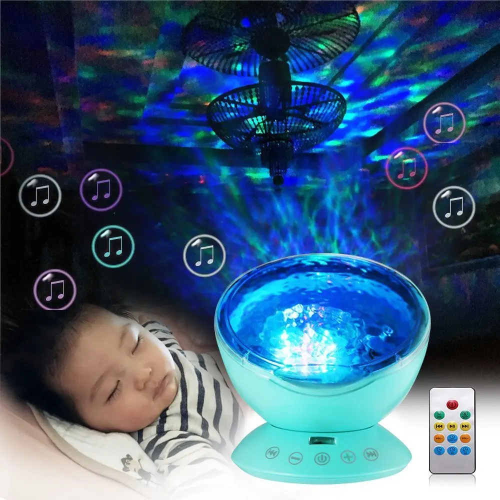 Colorful water Waves lighting effect Projector Lamp Ocean Wave Projector Led Night Light Rechargeable USB LED Music sleep light