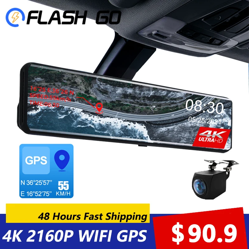 4K Car DVR 12 Inch Video recorder 3840*2160P Rear view Mirror Dash Camera Dual lens Video Recorder Night Vision Registrar Dvrs