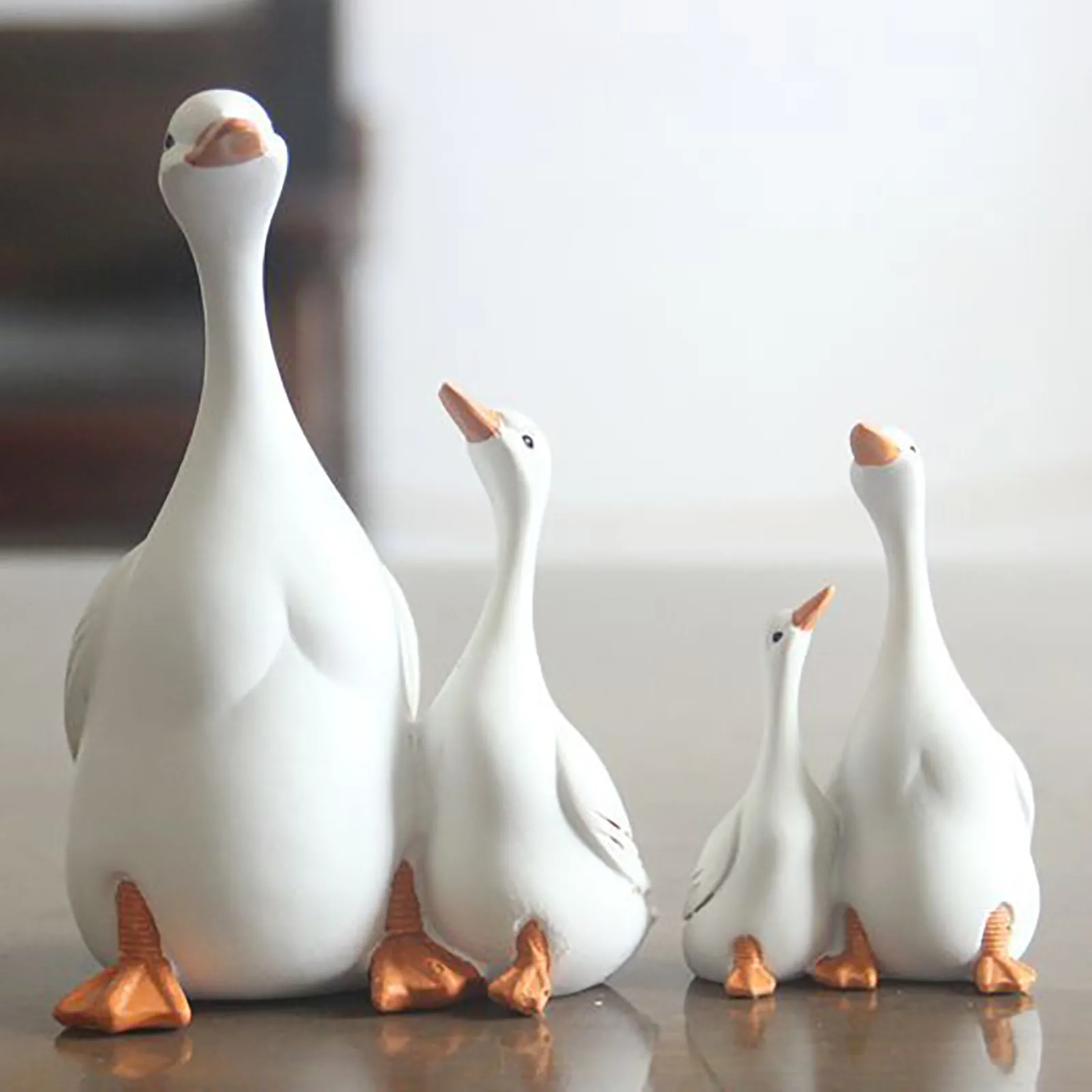 Cute Duck Mother Child Miniature Figurine Ornaments For Home Ducklings Figurine For Miniature Garden Decor Slime Charms #T1P