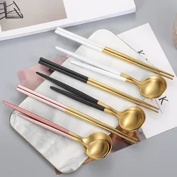 Stainless Steel Portuguese Tableware Chopsticks Teaspoon Coffee Spoon Gold Cutlery Restaurant Home Dinnerware Kitchen Utensils