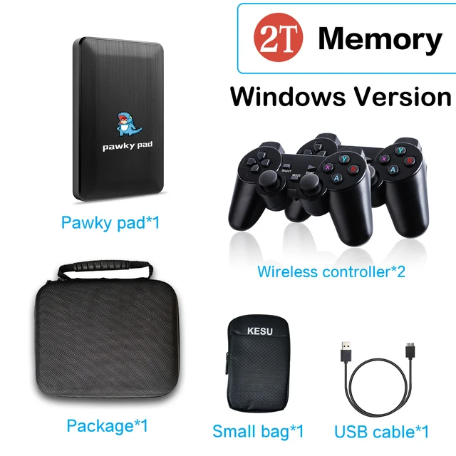 

New 2T HDD Pawky Pad Retro Video Game 4K 3D Portable External Game Console for G Cube/Saturn/PS2/N64 60000+ Games for Windows PC