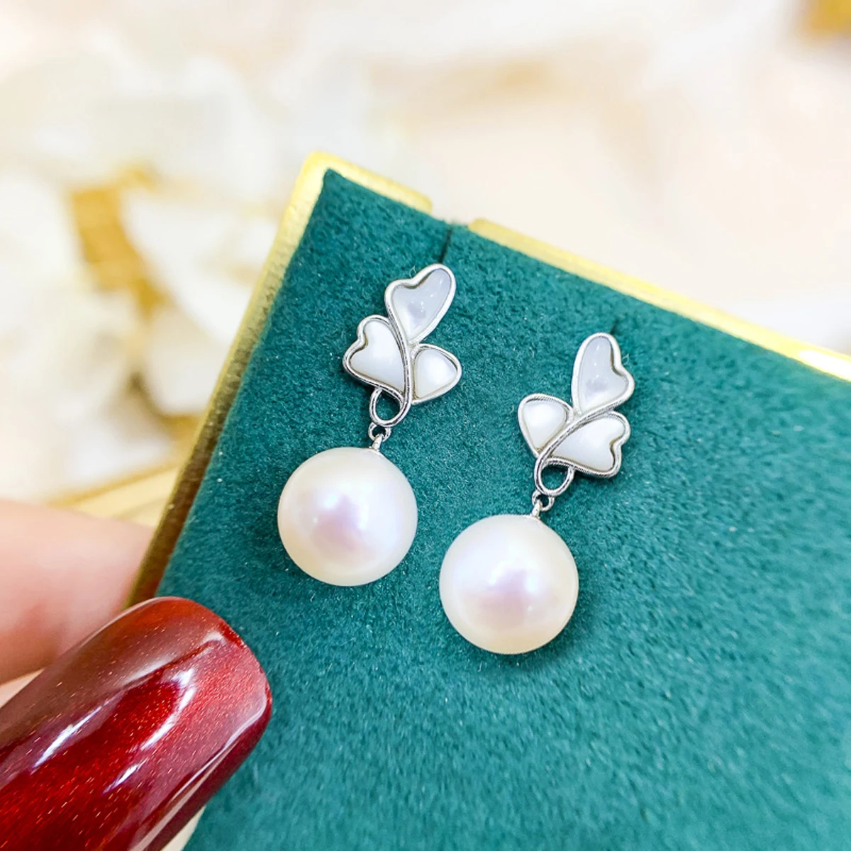 

Triple Hearts Design Pearl Earrings Settings Women DIY Pearl Jewelry Making Components Accessory