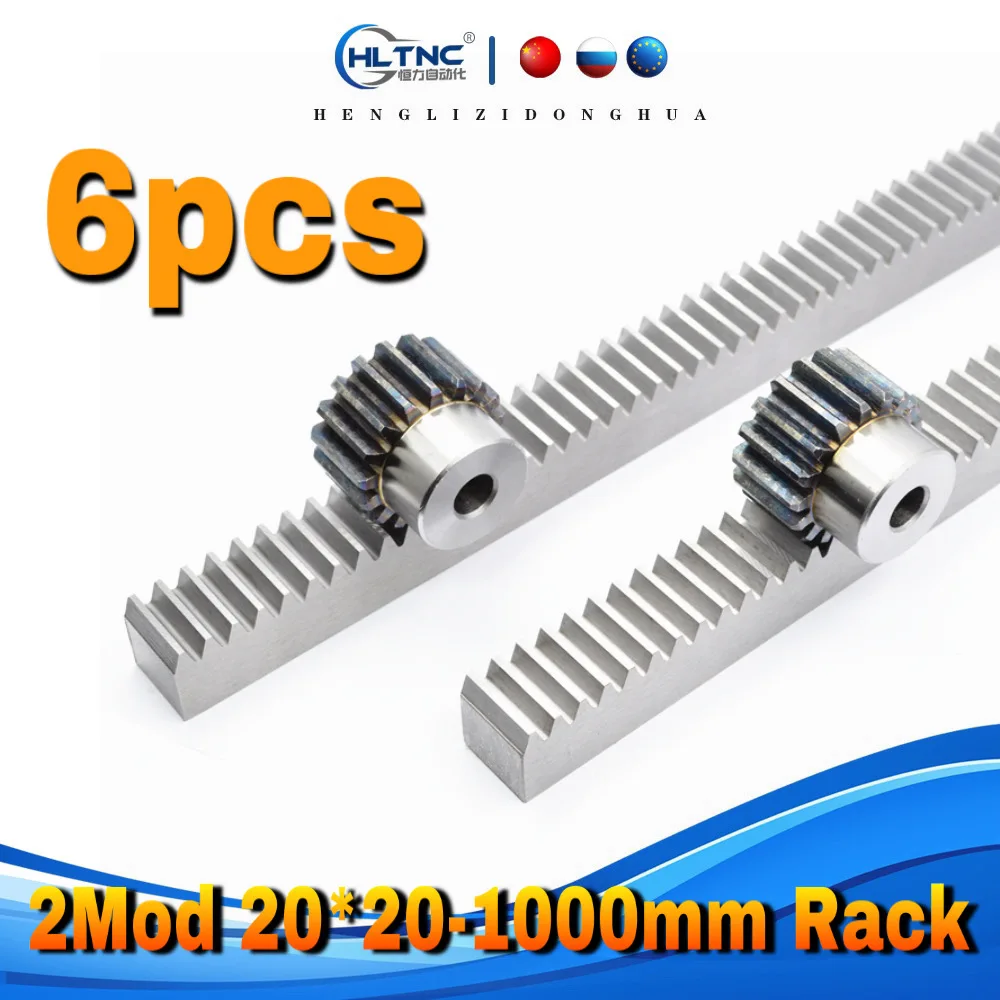 6 مجموعة 2 متر 2.0 وزارة الدفاع 20*20 1000 مللي متر والعتاد و 2M20 ثقب تينر 16 مللي متر keyway 5 مللي متر رف الدقة رف (أسنان مستقيمة) رف مسنن باستخدام الحاسب الآلي