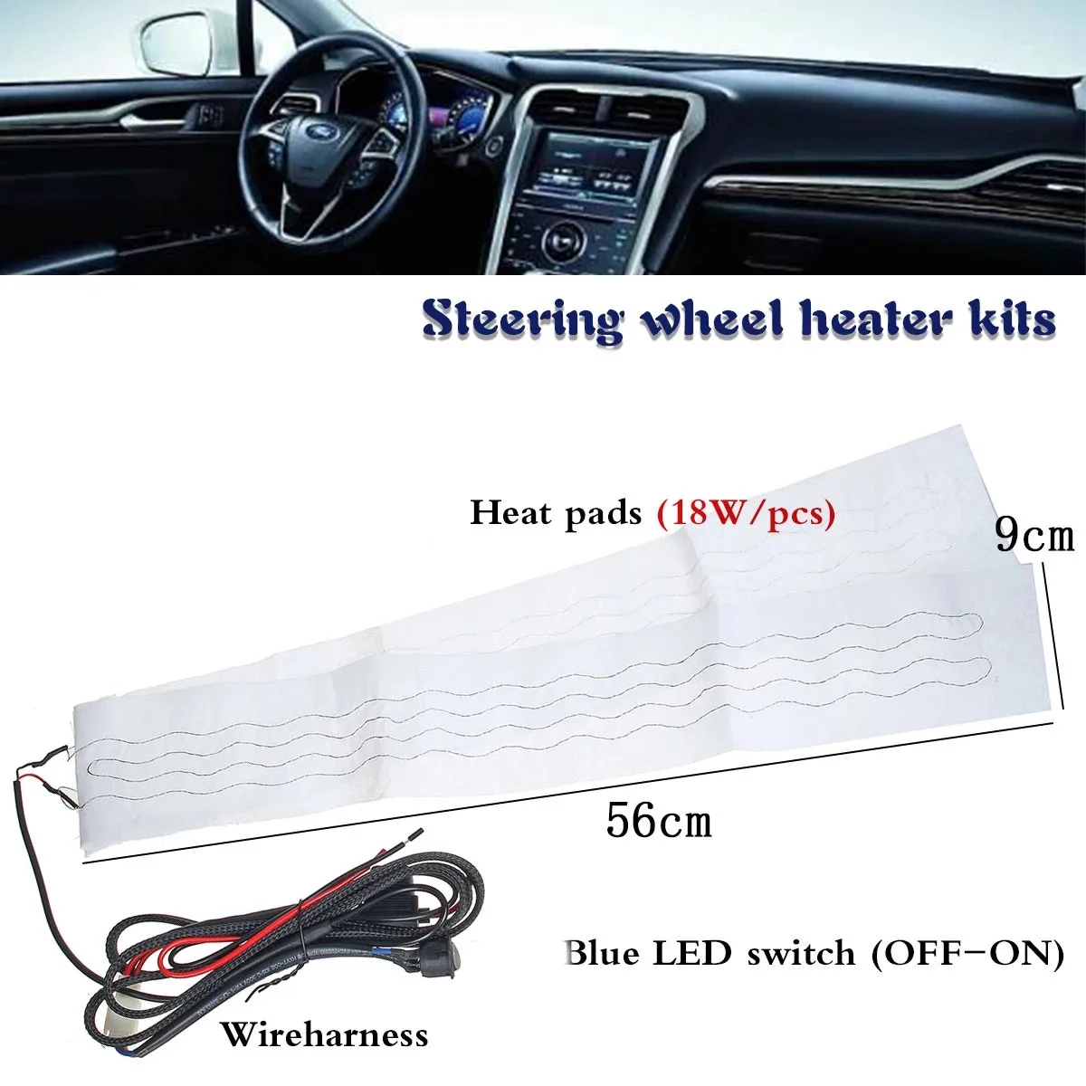 Easy to install Round Switch Universal Flocking Heating Cloth Car Steering Wheel Heater Kits Car Heat Pads