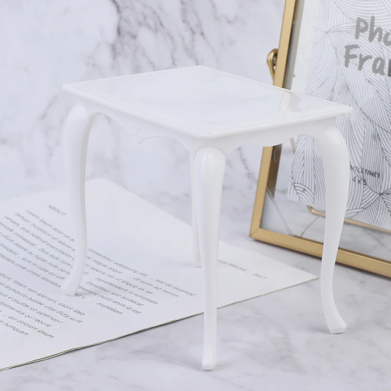 1Pc DIY Miniature White Furniture Coffee Tea Dining Tables For Mini Dollhouse Miniatures Furniture Toys Gifts For Children Adult