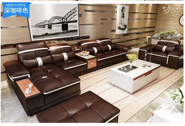 Sofa do salonu zestaw mebli prawdziwa skóra naturalna sofy rozkładana kanapa do salonu puff asiento muebles de sala kanape L sofa cama