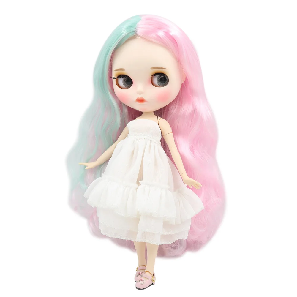 

Fortune Days icy 1/6 doll joint body fresh mixed color long curly hair matte face with eyebrows Lip gloss SD DBS toy doll.