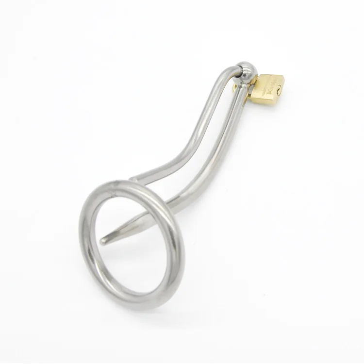 Stainless Steel Male Chastity Device with Catheter Cock Ring,Cock Cages, Lock,Standard Cage /Belt,Sex Toy