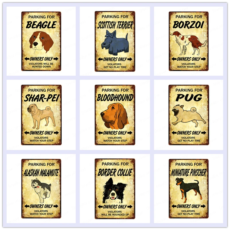 

Parking for Pet Dog, Vintage Plaque, Beagle Metal Tin Signs, Pub, Bar, Cafe, Home Decor, Borzoi Shar-Pei, Ane Wall Art Poster