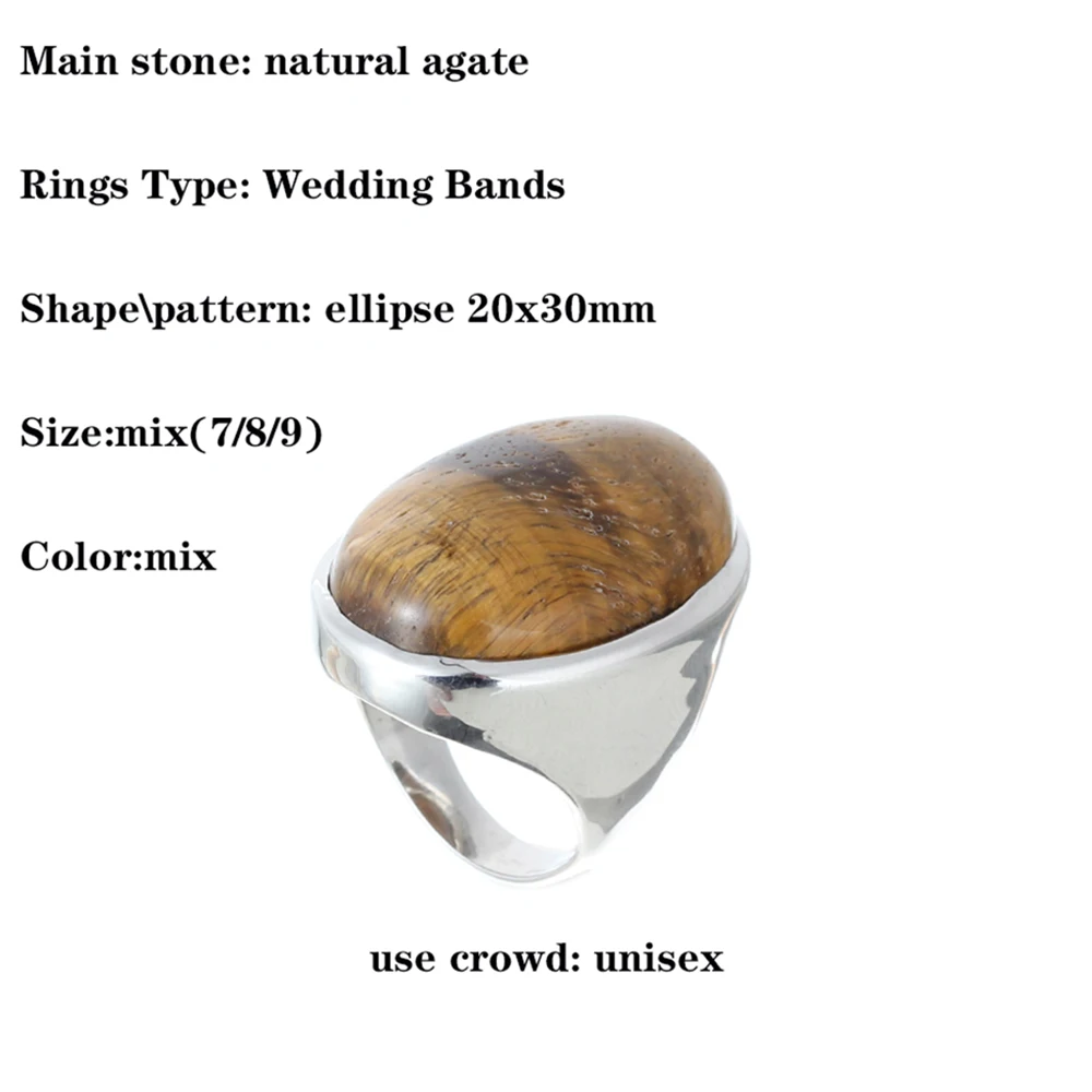 Fashion Oval Tiger Eye Natural Stone Ring for Men Women Bohemian Silver Color Rings Party Wedding Jewelry Hot Sale Wholesale