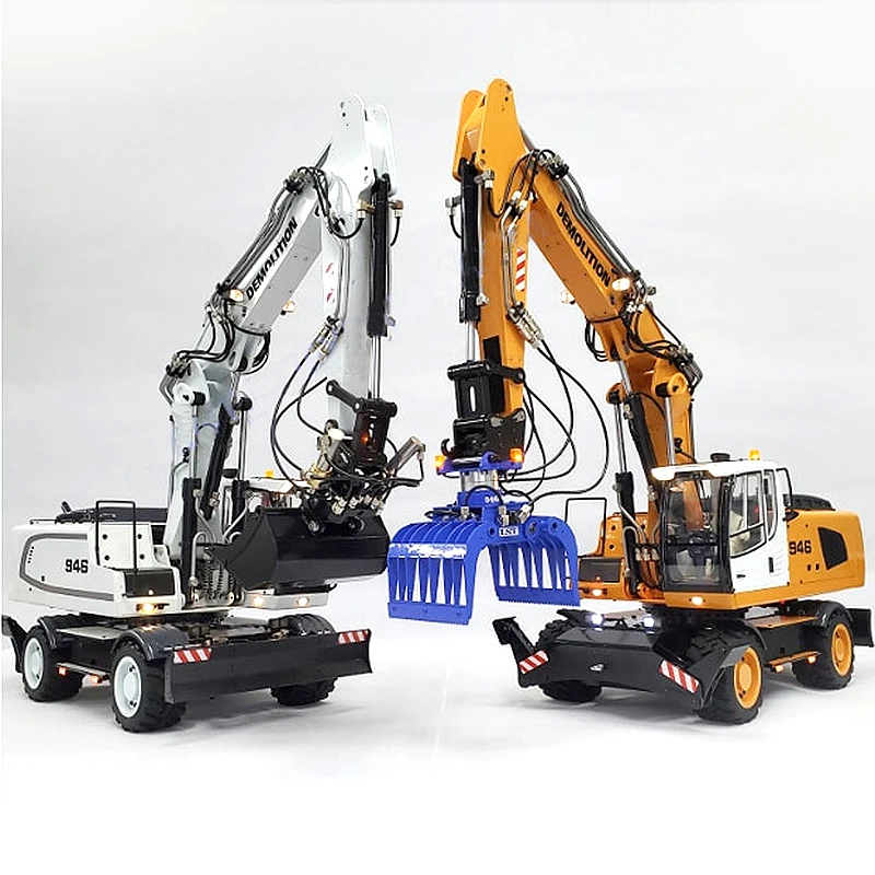 1/14 RC 946EW Remote Control Metal Hydraulic Wheel Excavator Model Construction Machinery  Adult Toy Birthday Gift