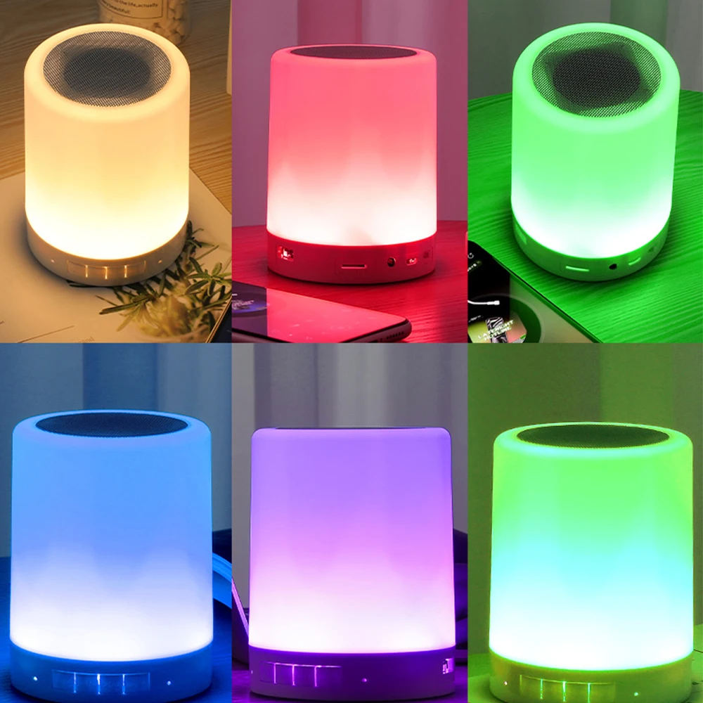 Bluetooth Speaker Portable Wireless Mini Player Touch Pat Light Colorful LED Night Light Bedside Table Lamp for Better Sleeps
