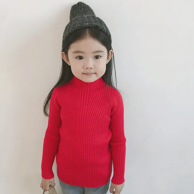 2021 Autumn Baby Boys Girls Solid Turtleneck Sweaters Sweater Kids Sweaters For Winter Knitted Bottoming Boys Casual Sweaters