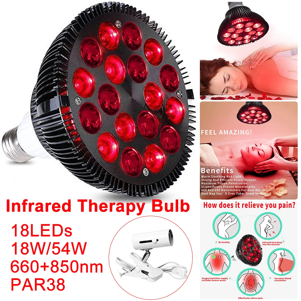 Red Light Therapy Lamp 18/54W LED Infrared Light Therapy Device 660nm 850nm Infrared Combo For Skin Care Pain Relief Health Care