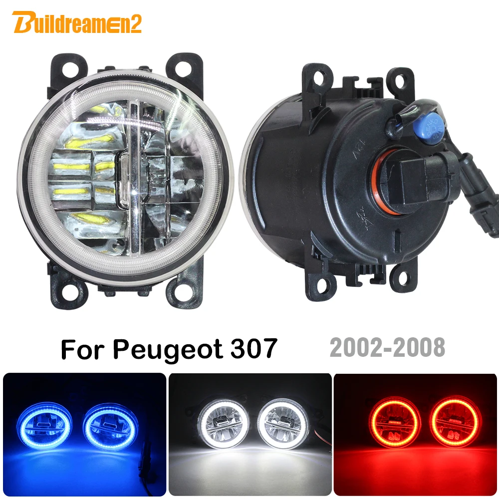 

Buildreamen2 Автомобильная светодиодная лампа H11 Противотуманные фары Angel Eye DRL дневные ходовые огни 4000LM 12 В Стайлинг для Peugeot 307 2002-2008