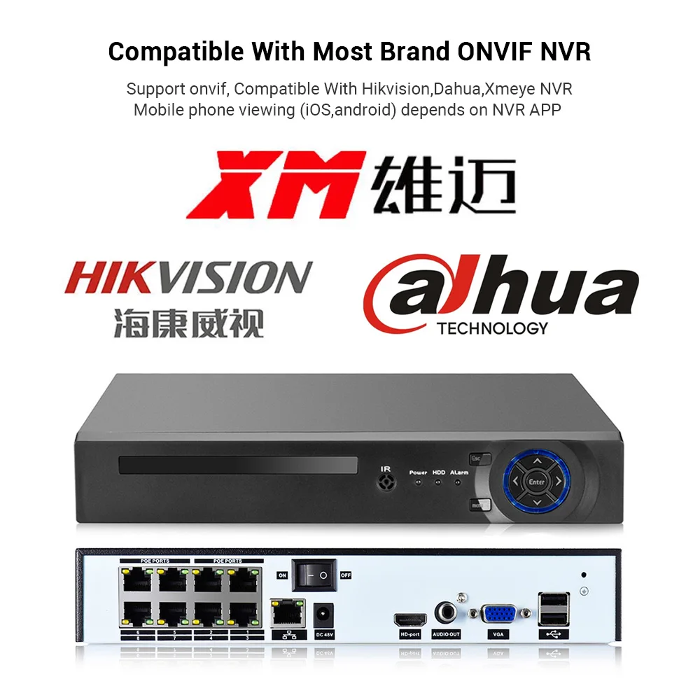 8MP 4K H.265 ONVIF IP Camera Waterproof Outdoor POE Camera Two Way Audio Color Nightvision Motion Detection CCTV Camera System