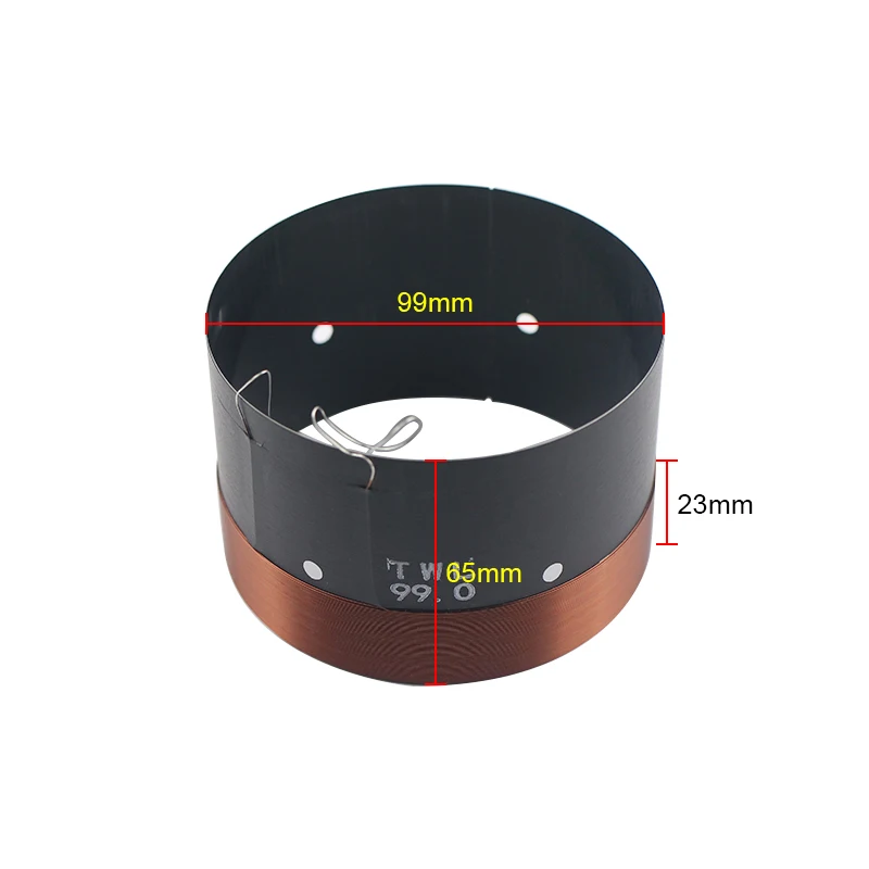Ghxamp 2pcs 99mm woofer voice coil 6 ohm Black aluminum Round Copper wire High Power Bass voice coil For Stage Speakers
