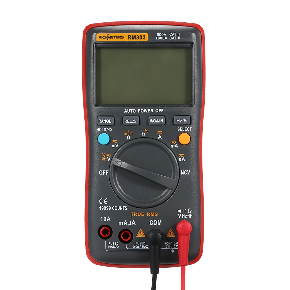 RM303 Digital Multimeter Tester True-RMS 19999 Counts NCV Frequency Auto Power off AC DC Voltage Ammeter Current Ohm