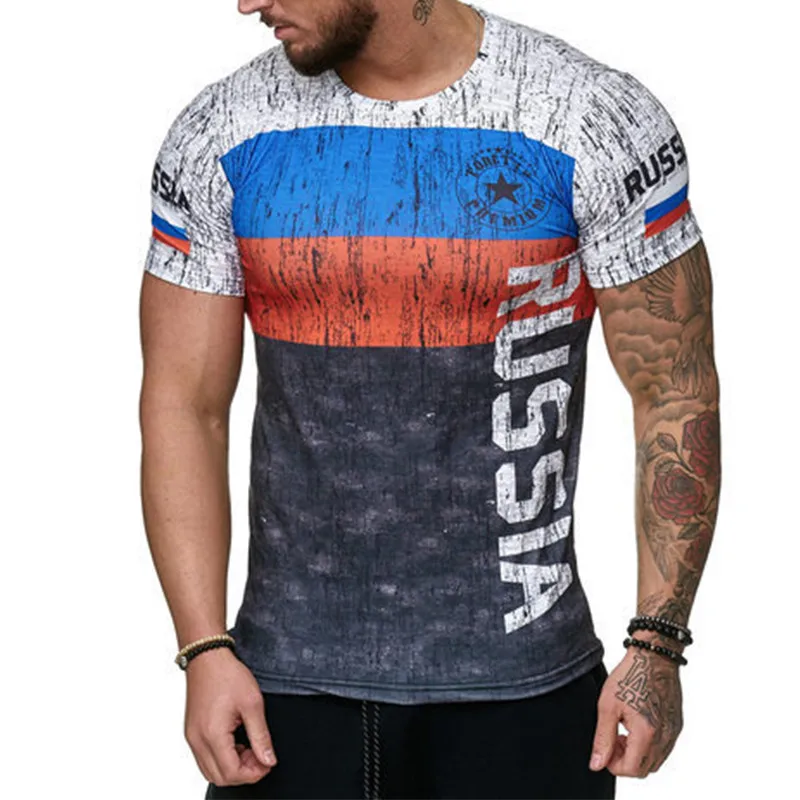 Summer Spanish Flag Jerseys Men Shirts Swedish Letter 3D Printing Men\'s T-shirt Breathable Streetwear Casual Clothing S-6XL