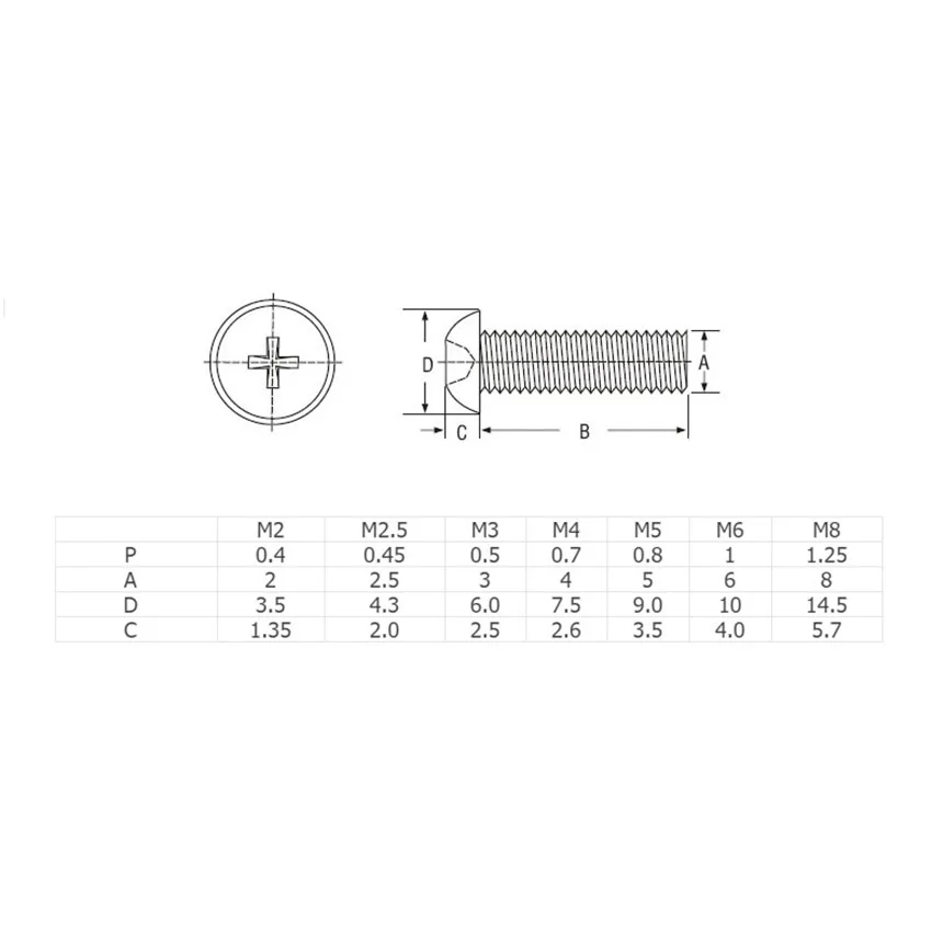 Pan Head Screws Bolts White Machine Plastis M2*4 - M2.5*12 Select Size M2 M2.5