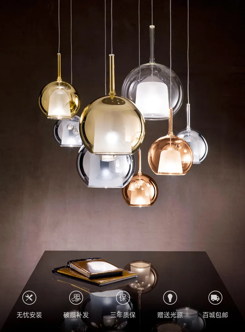 Nordic Restaurant Bar Bubble Glass Light Simple Creative Living Room Bedroom Bedside Staircase Aisle Long Small Chandelier Lamps