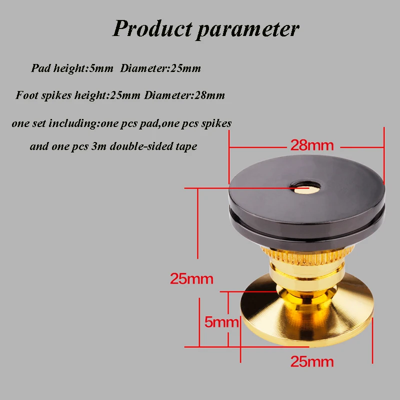 4 pçs 28*25mm spesker stands picos pés de bronze alta fidelidade áudio alto-falante amplificador plataforma giratória isolamento pico pés cd player dac