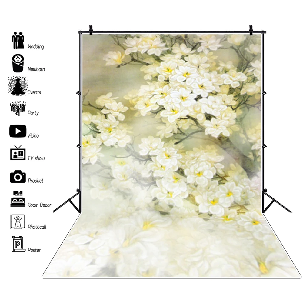 Laeacco Baby Shower Photozone Faded Flowers Blossom Newborn Kids Portrait Photo Backdrops Photography Backgrounds Photo Studio