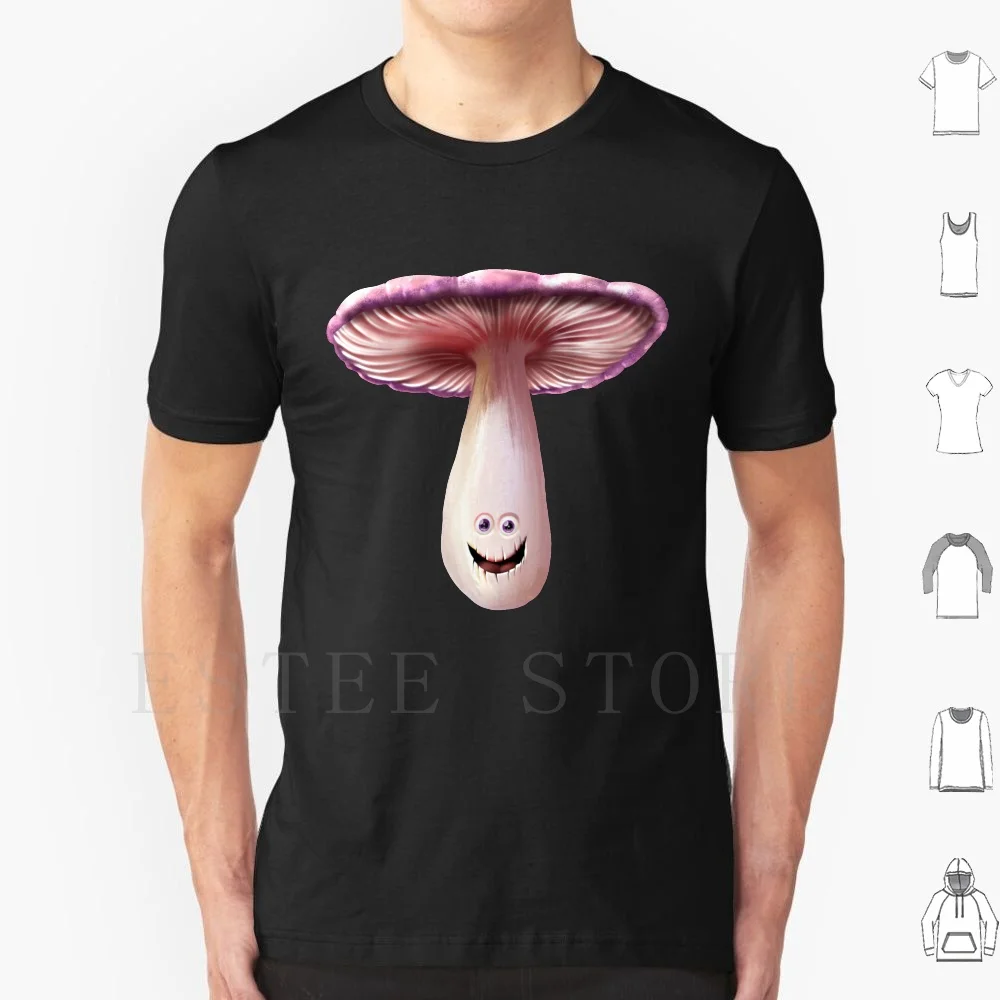 Happy Mushroom Is Happy T Shirt DIY Big Size 100% Cotton Mushroom Happy Funny Smile Big Head Pink