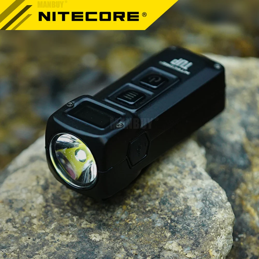 NITECORE TUP-Llavero metálico de acero inoxidable de 1000 lúmenes, auténtico, pantalla OLED, EDC, recargable por USB, botón de luz