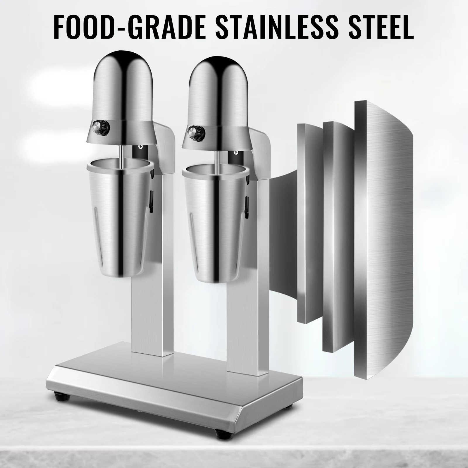 VEVOR-batidora eléctrica de 800ML, máquina de espuma automática comercial, mezclador de bebidas de té y Malt de doble cabezal de acero inoxidable