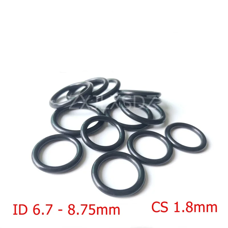 100 PCS NBR rubber O ring O-ring Oring Seal Rubber Gaskets CS 1.8mm x ID 6.7 6.9 7.1 7.3 7.5 7.6 7.8 8 8.5 8.75mm