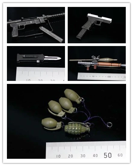 1:6 Clown Plastic Weapon Model G18 Pistol M76 Submachine Gun Bazooka Grenade Dagger for 12