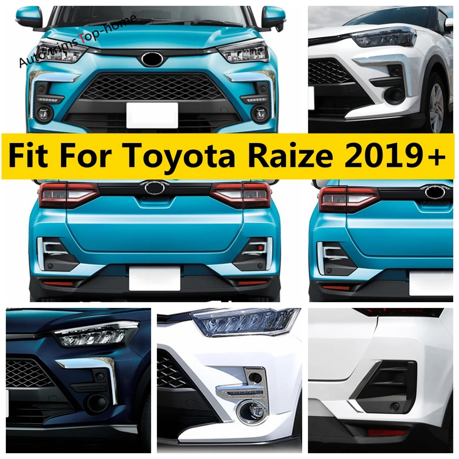 

ABS Chrome Rear Front Bumper Fog Light Lamp Eyelid Eyebrow Decor Strips Cover Trim For Toyota Raize 2019 - 2021 Car Accessories