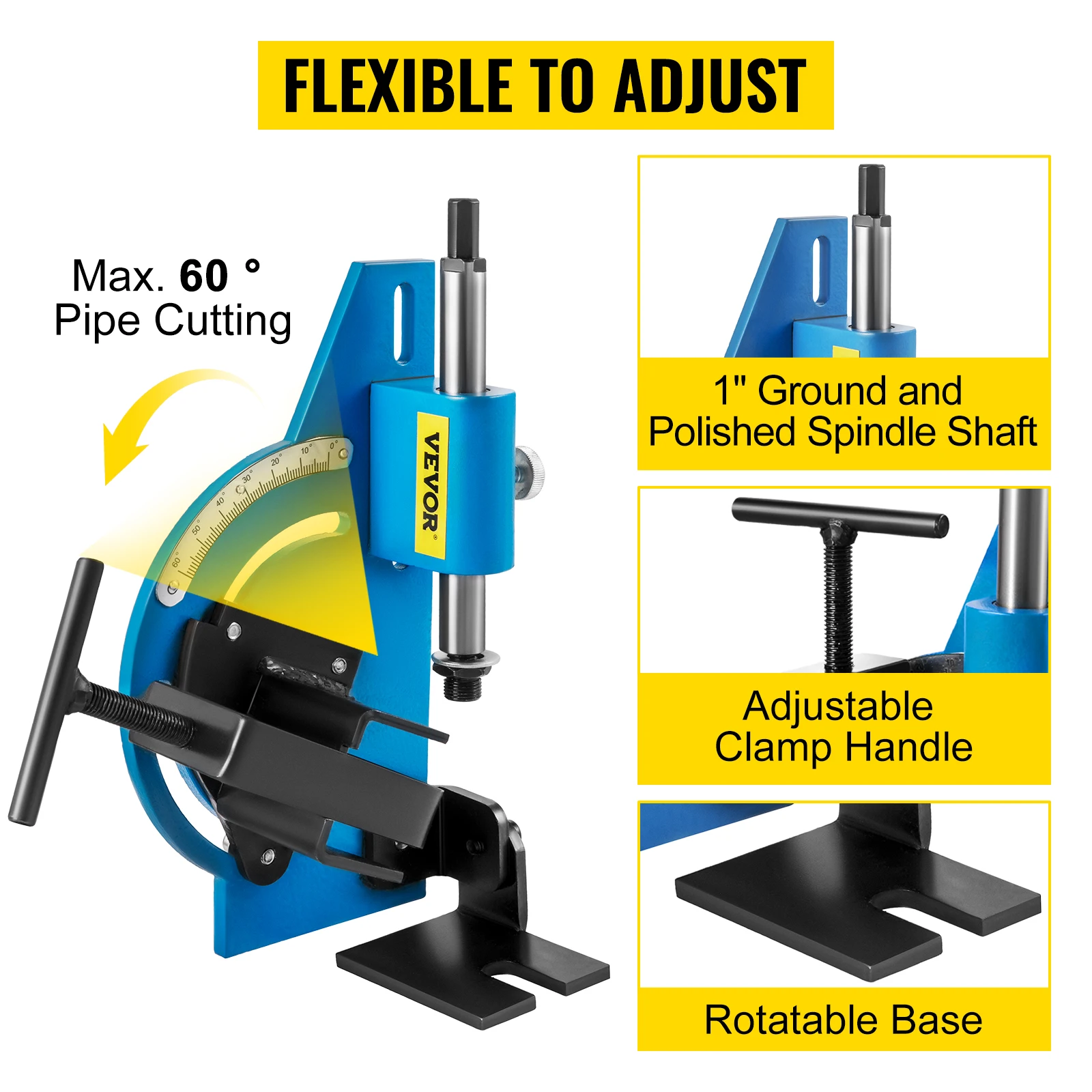 VEVOR Rotation Winkel 0-60 Grad Rohr Schläuche Notcher Rohr Cutter Rohr Stoßen mit Loch Sah für Schneiden auf metall Holz PVC Bord