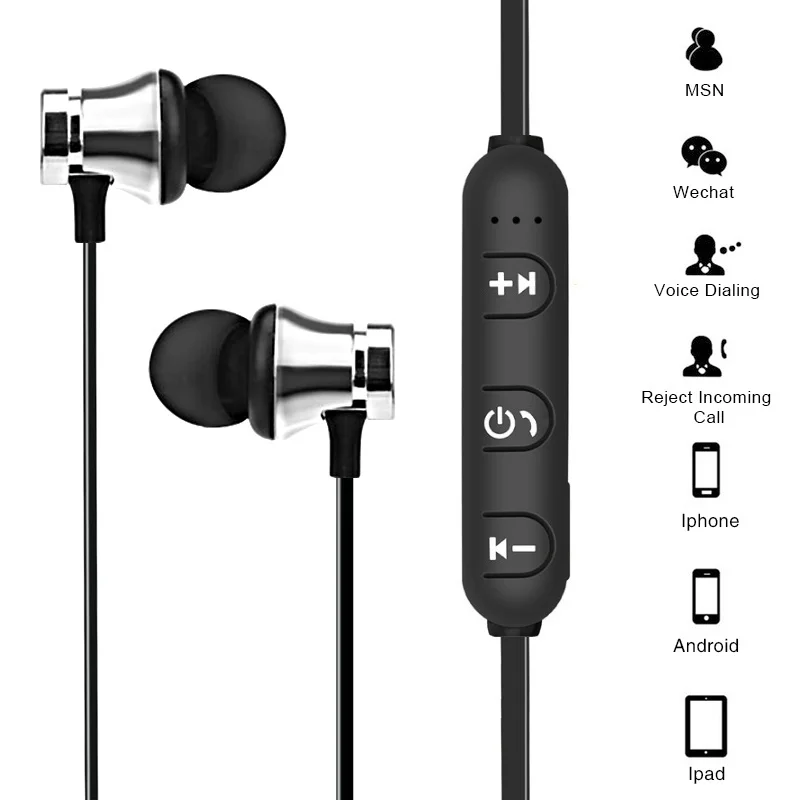 XT11 Magnetic Wireless Bluetooth Earphones Running Music Headset Neckband Sports Earbuds Earphones Headphones With Mic