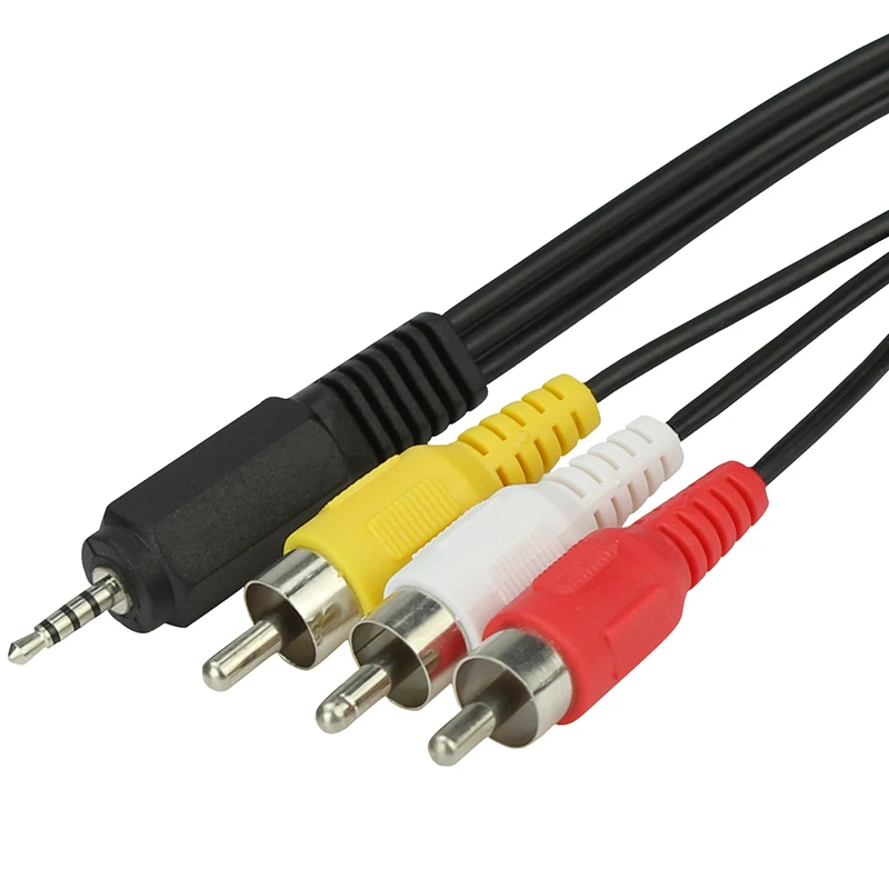 2.5mm Jack to 3 x RCA Phono Lead Audio / Video AV Cable 2.5mm to AV Video Cable For Net Media Player 1.5m