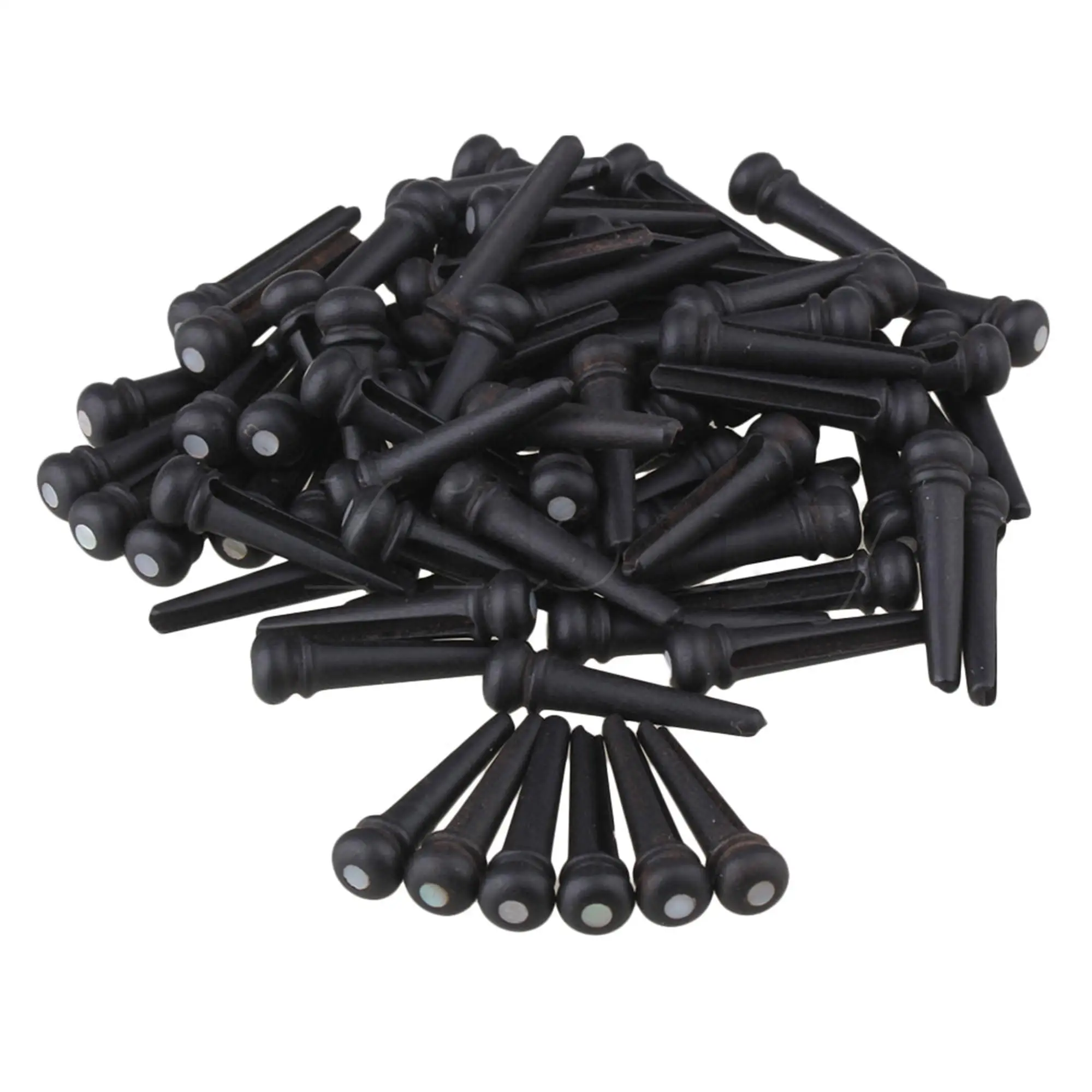 

Yibuy 60pcs Black Ebony Bridge End Pins with White Dot for Acoustic Guitar