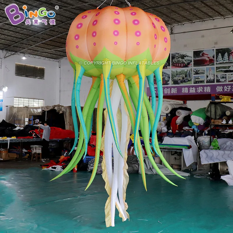 Hanging Inflatable Jellyfish With Lighting For Even Decorations Stage Props 3m/10ft High Colorful Medusa Balloon