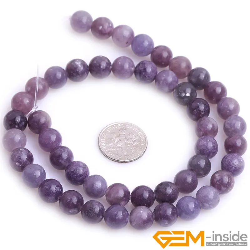 Natural Round Purple lepidolite Beads: 4-12mm Natural Stone Beads DIY loose Bead For jewelry Making Strand 15\