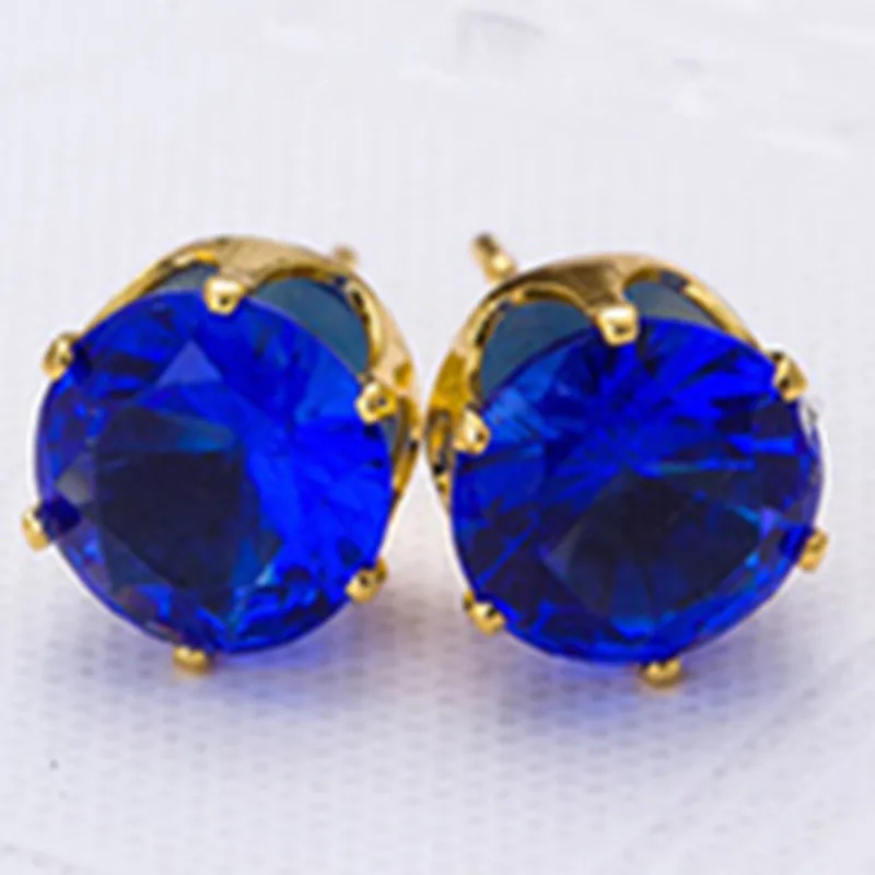 Stainless Steel Fashion Simple Men Imitation  Rhinestone Stud Earrings Gold Colour Rhodium Crystal Earrings Women\'s Jewelry