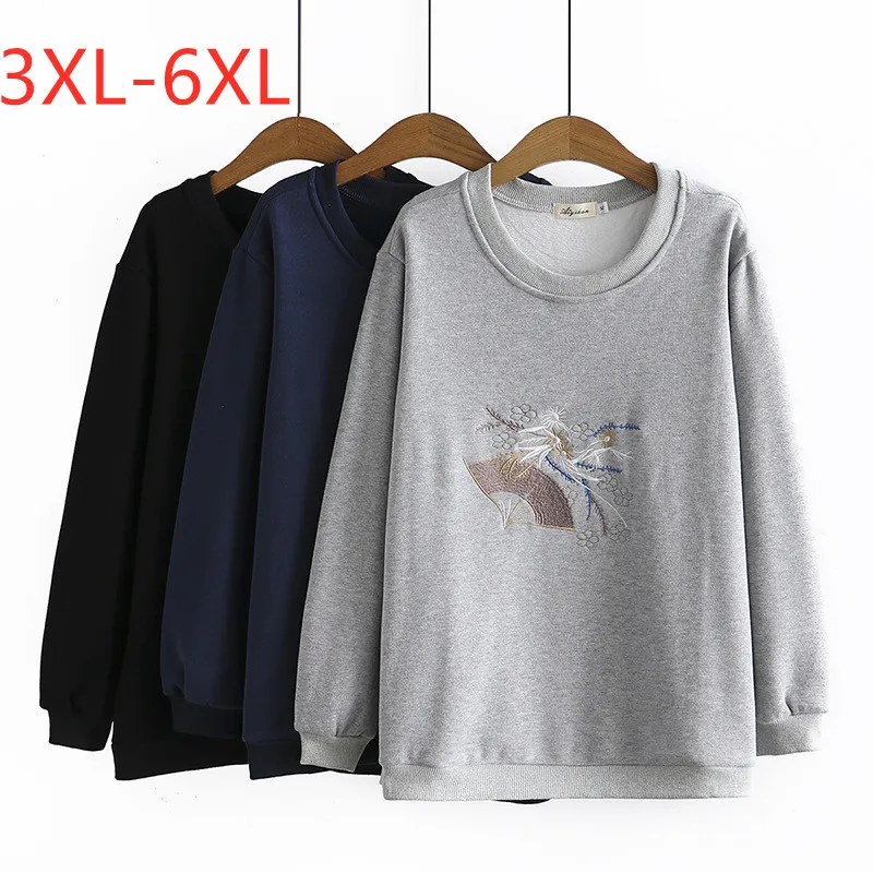 

Large size women's autumn and winter style is thin, loose Pullover Plus Size and thick velvet embroidered sweater