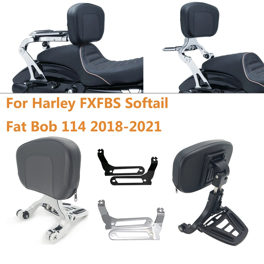 Motorcycle Fixed Mount&Multi Purpose Driver Passenger Backrest For Harley FXFBS Softail Fat Bob 114 2018-2022