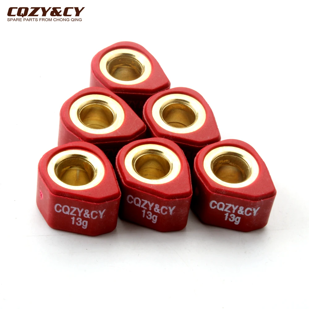 6PC Racing Roller Set Weight 18x14mm 9g 13g For Sym VS Attila Euro MX RV Joymax 125 180 GTS 125cc EVO 4-Stroke Engine Scooter