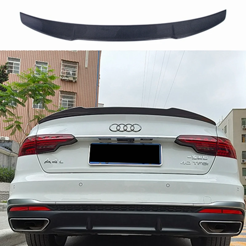 V Style Carbon Fiber Rear Trunk Luggage Compartment Spoiler Car Wing for Audi A4 B9 S4 S-line 2017-2020