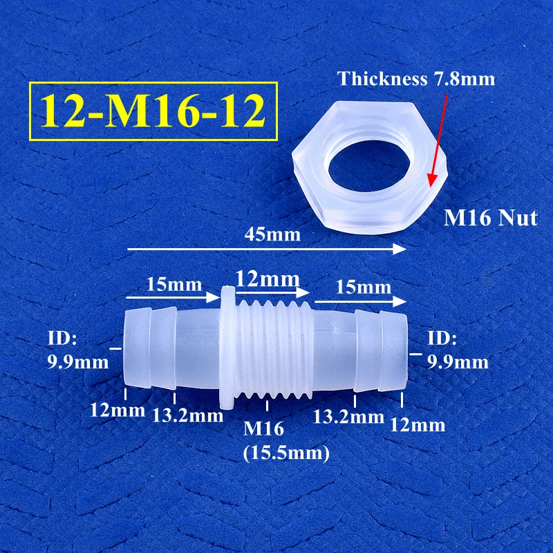 5~200Pcs Hex Nut M12~M16 To 8~12mm PP Pagoda Direct Connectors Aquarium Fish Tank Air Pump Adapter Irrigation Water Hose Joints