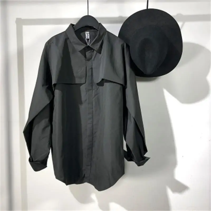 Men's Long Sleeved Shirt Autumn Series Spring And Autumn New Large Fashion Irregular Long Sleeved Shirt Personality Dark Loose