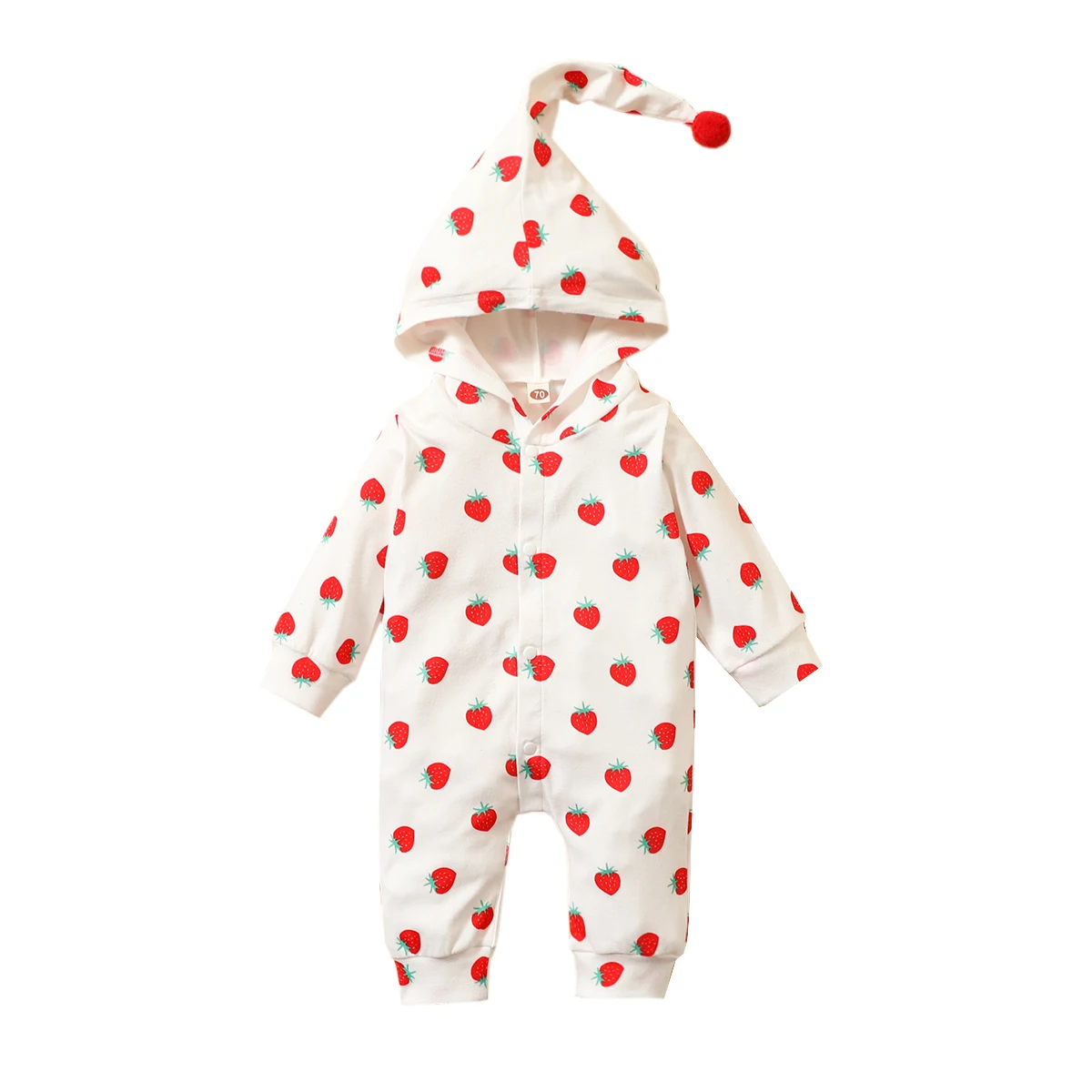 

Cute Baby Girls Casual Strawberry Romper Infant Long Sleeve Jumpsuit Hoodies Newborn Baby Clothes Christmas Baby Girl Romper