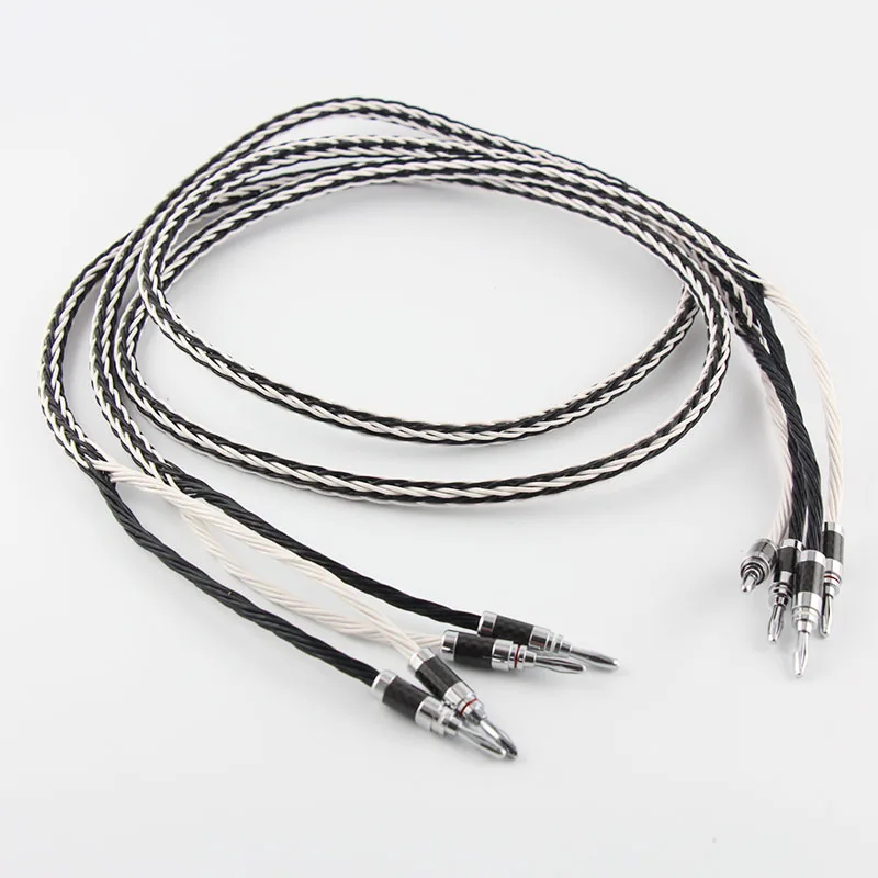 

Pair 8TC Audiophile hifi Speaker Cable 2.5m DIY with carbon fiber banana plug loudspeaker cable