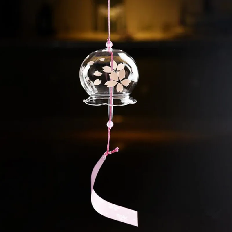 12pcs/pack 8*7cm Glass Windchime Decorative Japanese Lovely Hanging Wind-Bell Handmade Different Painting Ornament Praying Gift